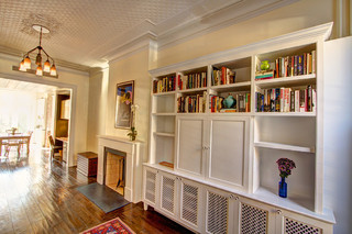 现代欧式风格三层独栋别墅舒适白色橱柜装饰书架图片