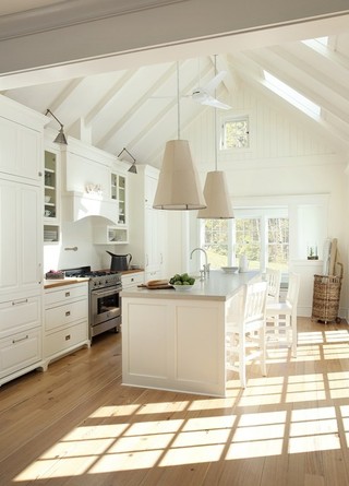 美式风格美式别墅唯美白色客厅开放式厨房吧台设计图纸