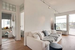 北欧风格二居室简洁白色客厅过道设计图