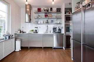 北欧风格二居室简洁白色开放式厨房装修效果图