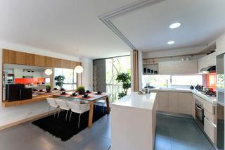 现代简约风格公寓温馨白色开放式厨房效果图