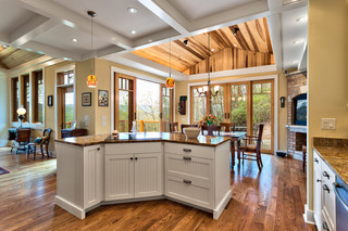 美式乡村风格客厅富裕型140平米以上开放式厨房客厅装潢