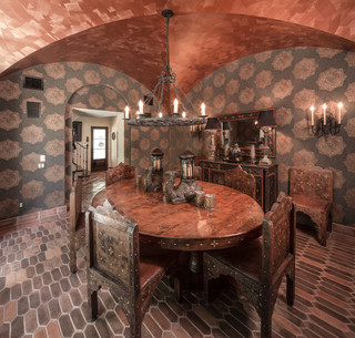 地中海风格家具三层连体别墅富裕型140平米以上餐桌图片