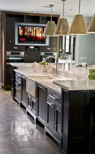 新古典风格客厅富裕型140平米以上开放式厨房设计图
