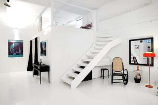 北欧风格简洁黑白楼梯旧房改造家装图