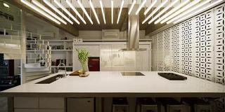 现代简约风格公寓温馨黑白开放式厨房设计图纸