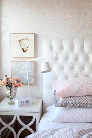 简欧风格公寓浪漫白色卧室卧室背景墙设计图