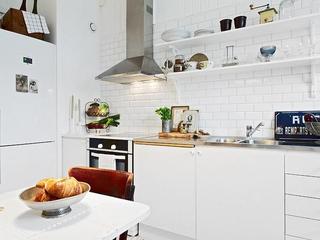 简约风格公寓小清新白色厨房设计图纸