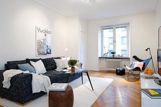 北欧风格简洁白色60平米客厅沙发装修效果图