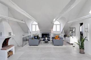 北欧风格舒适白色120平米客厅旧房改造设计图
