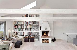北欧风格舒适白色120平米书架旧房改造平面图