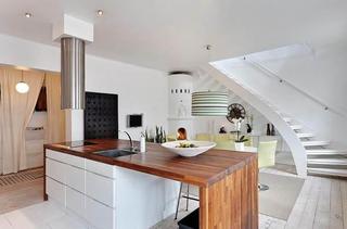 北欧风格舒适白色120平米厨房吧台旧房改造家居图片