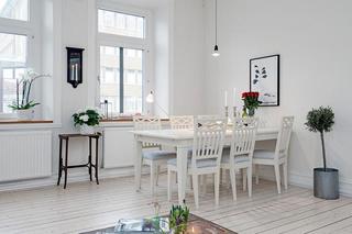 北欧风格简洁黑白餐桌效果图