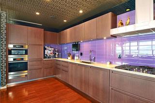 混搭风格公寓舒适原木色豪华型整体厨房效果图
