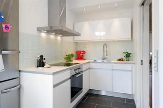 北欧风格时尚黑白90平米整体厨房设计图