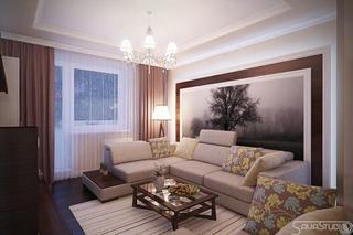 现代简约风格公寓温馨白色客厅沙发背景墙设计