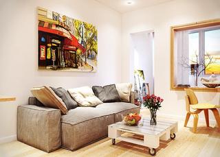 现代简约风格公寓温馨暖色调客厅设计图