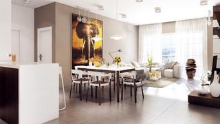 现代简约风格公寓温馨黑白餐厅餐桌效果图