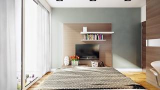 现代简约风格公寓温馨原木色电视背景墙设计