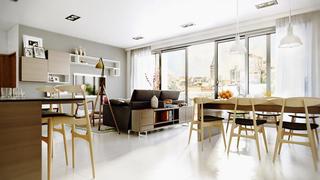 现代简约风格公寓温馨原木色餐桌效果图