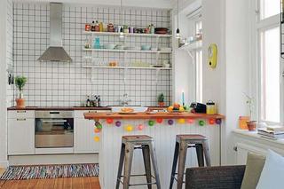 北欧风格一室一厅温馨厨房吧台旧房改造家装图片