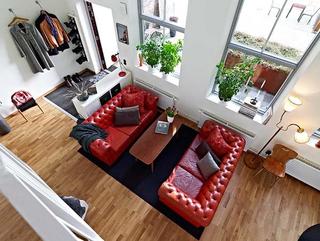 北欧风格时尚红色旧房改造家居图片