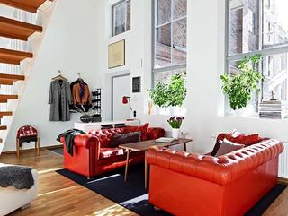 北欧风格时尚红色旧房改造家装图片