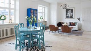 北欧风格小户型小清新蓝色餐桌效果图