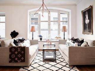 北欧风格公寓舒适米色客厅设计图