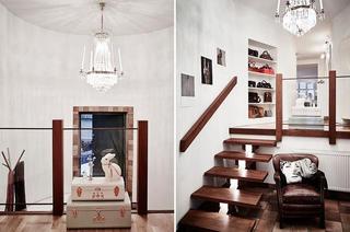 北欧风格公寓舒适咖啡色实木楼梯设计图