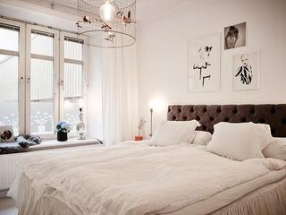北欧风格公寓舒适白色卧室卧室背景墙设计图纸