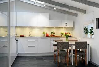 简欧风格稳重白色70平米厨房改造