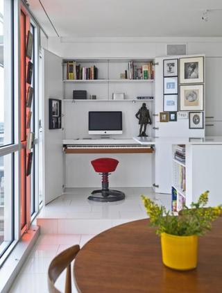 现代简约风格公寓艺术白色开放式书房效果图