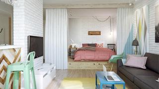 北欧风格公寓粉色40平米客厅改造