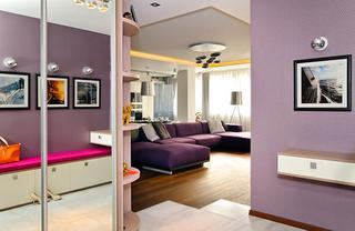 现代简约风格公寓舒适紫色110平米卧室设计