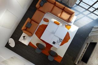 现代简约风格公寓温馨橙色客厅沙发设计图纸