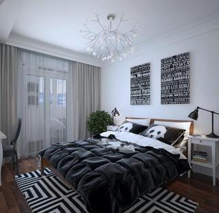 现代简约风格公寓时尚白色卧室设计图