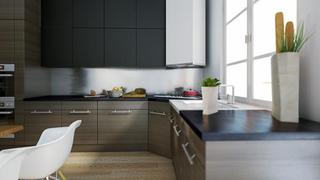 现代简约风格公寓艺术黑白开放式厨房装潢