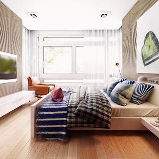现代简约风格公寓艺术白色卧室卧室背景墙设计图