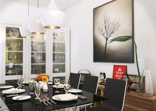 现代简约风格公寓艺术黑白餐厅餐厅背景墙餐桌效果图