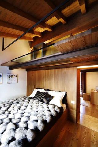 现代简约风格公寓简洁原木色卧室卧室背景墙装修效果图