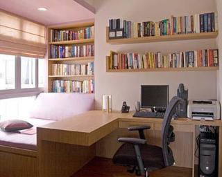 现代简约风格公寓简洁原木色书房设计图纸