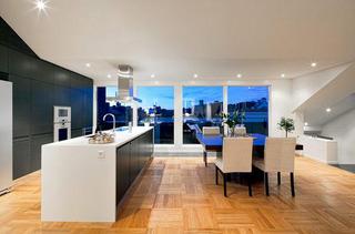 简欧风格公寓简洁黑白140平米以上餐厅设计