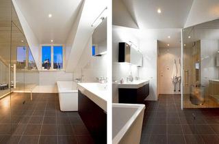 简欧风格公寓简洁黑白140平米以上卫生间设计