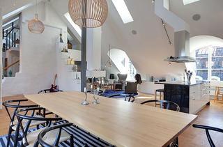 北欧风格公寓时尚原木色餐桌图片
