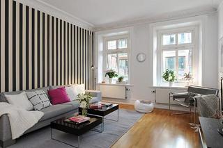 北欧风格公寓时尚黑白客厅设计图纸