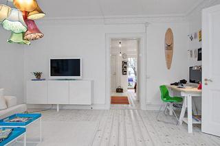 北欧风格公寓小清新白色70平米电视背景墙效果图