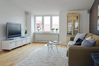 北欧风格小户型简洁白色90平米电视背景墙设计图