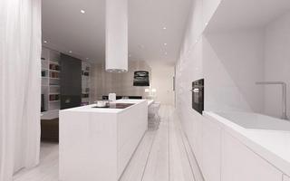 北欧风格舒适黑白90平米开放式厨房效果图
