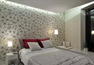 现代简约风格时尚白色卧室背景墙设计图